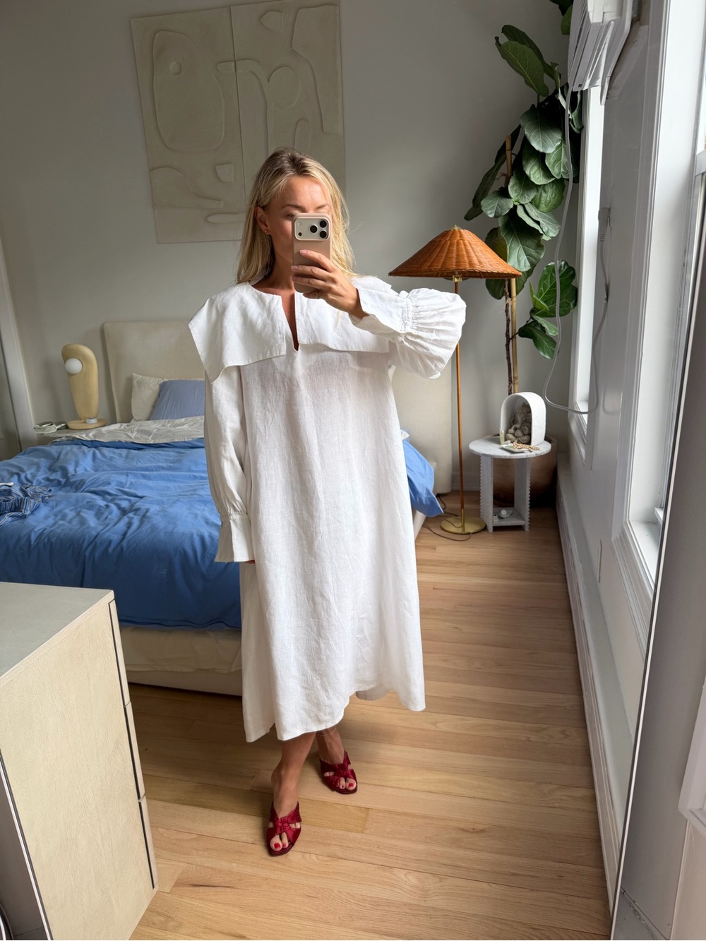 Les Vacances d'Irina Dress Size S/M White Linen Dress